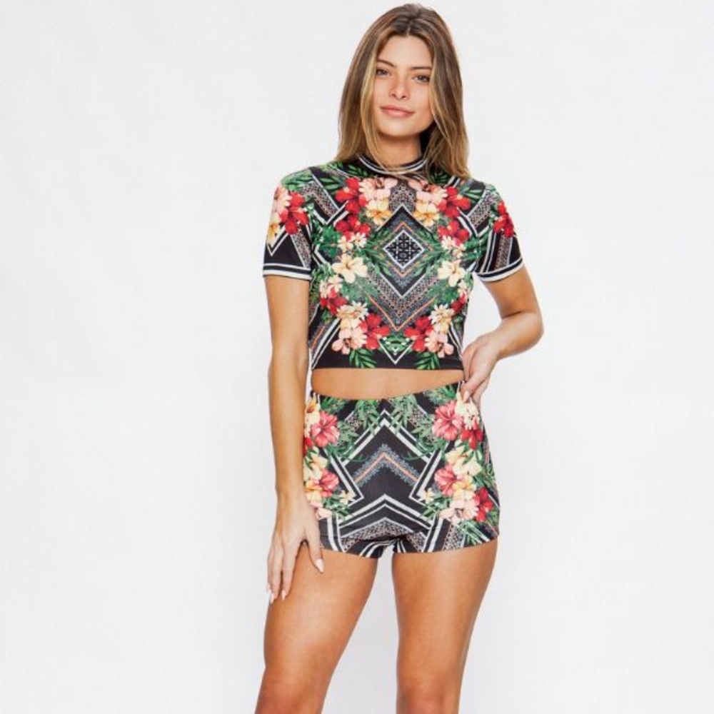 Jealous Tomato Shorts Top Set Tropical Print